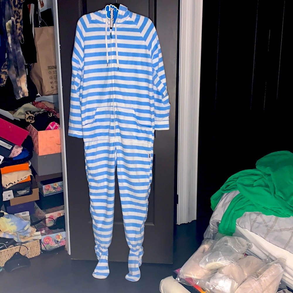 Fleece one piece with hoodie